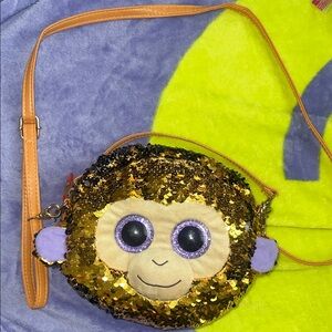 Ty - Kids Flip Sequin Monkey Crossbody Bag - Gold